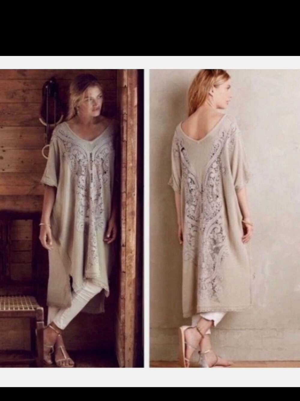 Anthropologie Knitted, Embroidered Boho Tunic